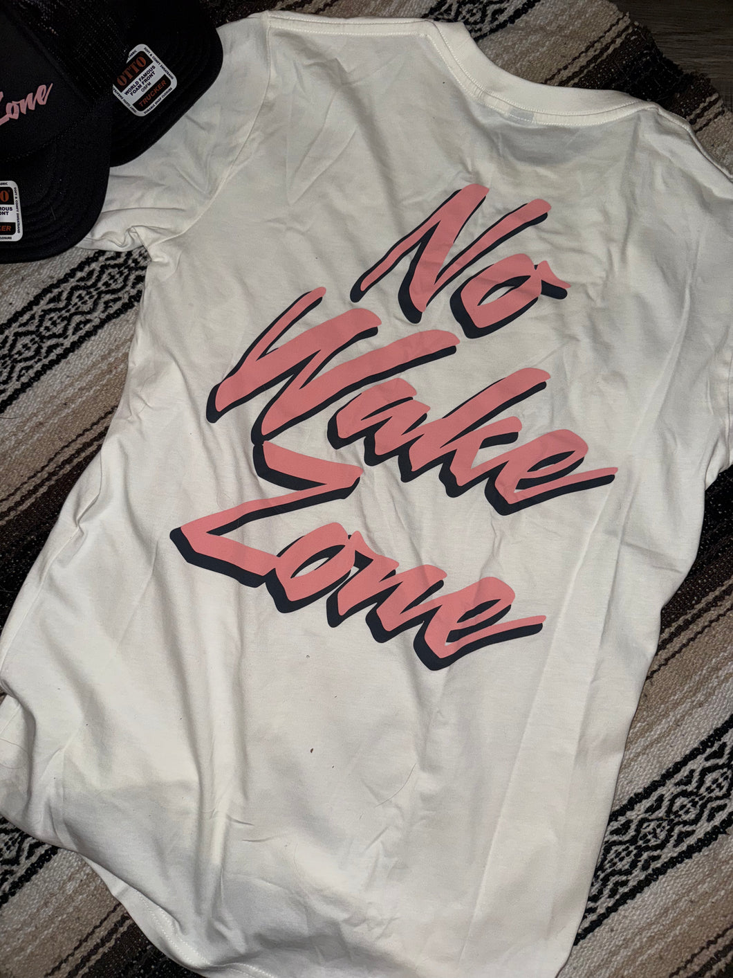 “No Wake Zone” oversized back lettering